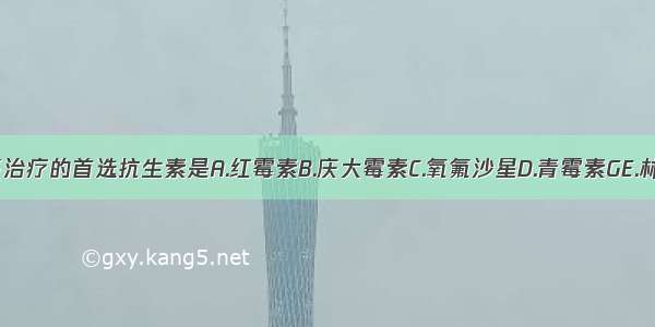 肺炎链球菌肺炎治疗的首选抗生素是A.红霉素B.庆大霉素C.氧氟沙星D.青霉素GE.林可霉素ABCDE