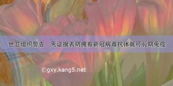 世卫组织警告：无证据表明拥有新冠病毒抗体就可长期免疫