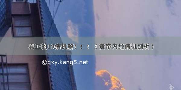 真正的19病机解！！！（黄帝内经病机剖析）