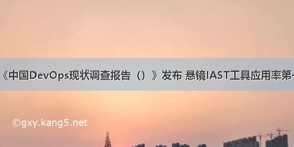 《中国DevOps现状调查报告（）》发布 悬镜IAST工具应用率第一