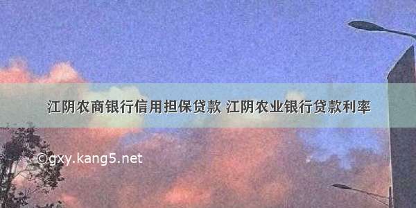 江阴农商银行信用担保贷款 江阴农业银行贷款利率