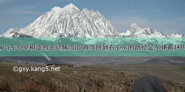 单选题血液从与左心室相连的主动脉流出 再流回到右心房的路径是A.体循环B.肺循环C.淋