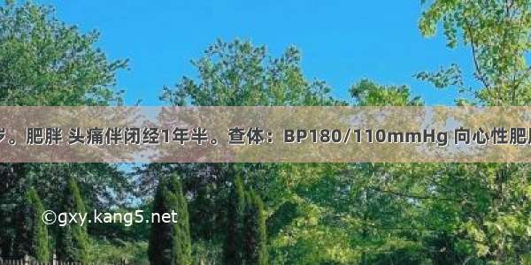 患者女 26岁。肥胖 头痛伴闭经1年半。查体：BP180/110mmHg 向心性肥胖 满月脸 皮