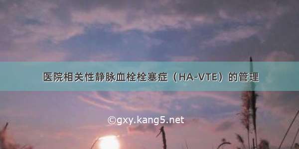 医院相关性静脉血栓栓塞症（HA-VTE）的管理