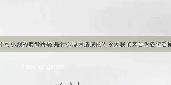 不可小觑的肩背疼痛 是什么原因造成的？今天我们来告诉各位答案