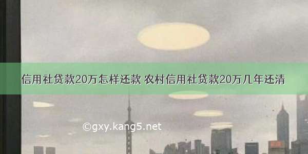 信用社贷款20万怎样还款 农村信用社贷款20万几年还清