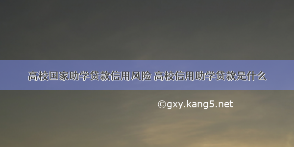 高校国家助学贷款信用风险 高校信用助学贷款是什么