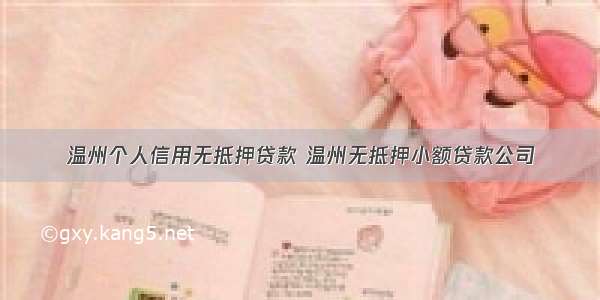 温州个人信用无抵押贷款 温州无抵押小额贷款公司