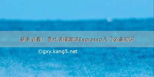 新手必看！意式浓缩咖啡Espresso入门必备知识