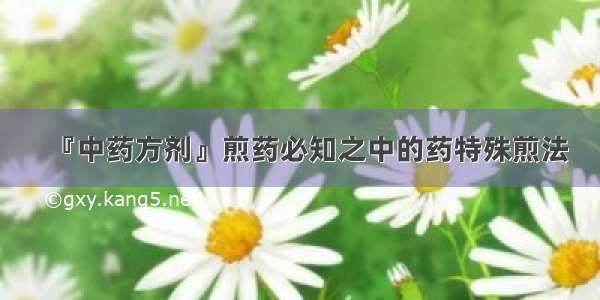 『中药方剂』煎药必知之中的药特殊煎法