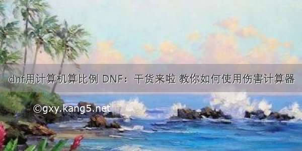 dnf用计算机算比例 DNF：干货来啦 教你如何使用伤害计算器