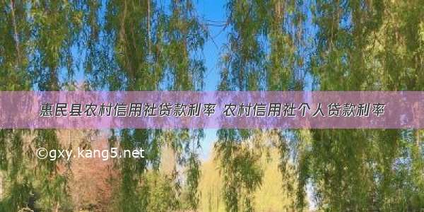 惠民县农村信用社贷款利率 农村信用社个人贷款利率