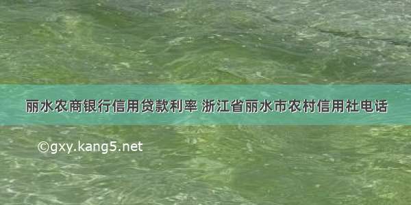 丽水农商银行信用贷款利率 浙江省丽水市农村信用社电话