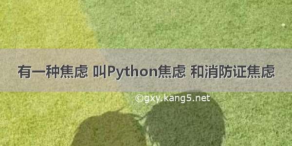 有一种焦虑 叫Python焦虑 和消防证焦虑