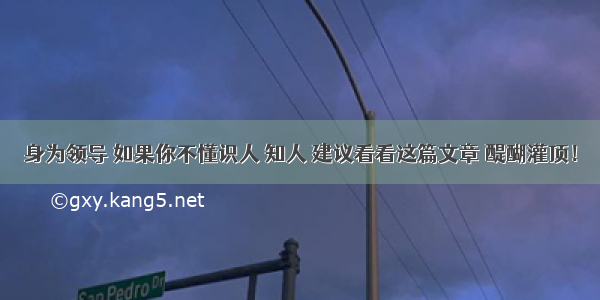 身为领导 如果你不懂识人 知人 建议看看这篇文章 醍醐灌顶！