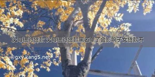 父母银行贷款 父母银行贷款黑名单了会影响子女贷款不