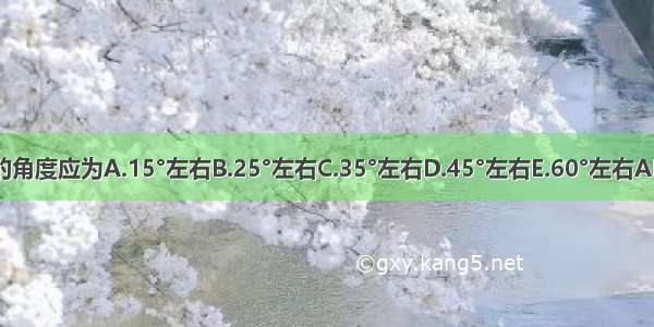 平刺的角度应为A.15°左右B.25°左右C.35°左右D.45°左右E.60°左右ABCDE