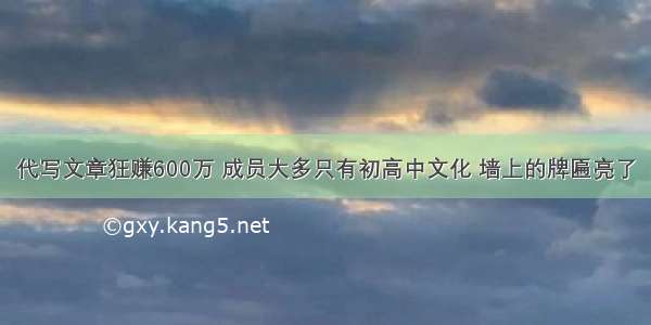 代写文章狂赚600万 成员大多只有初高中文化 墙上的牌匾亮了