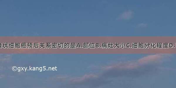 下面和外阴鳞状细胞癌预后关系密切的是A.部位B.病灶大小C.细胞分化程度D.有无淋巴转移