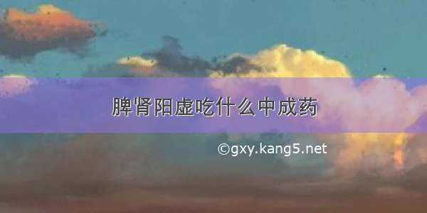 脾肾阳虚吃什么中成药