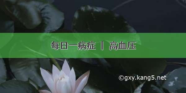 每日一病症 丨 高血压