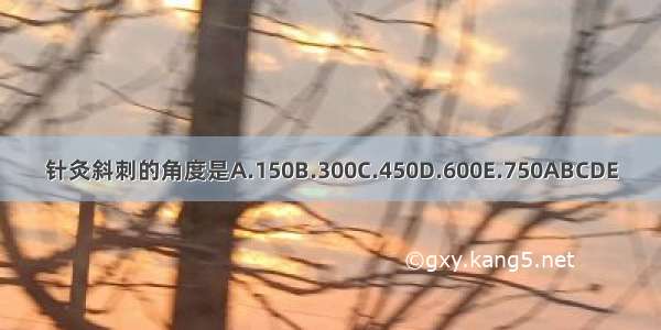 针灸斜刺的角度是A.150B.300C.450D.600E.750ABCDE