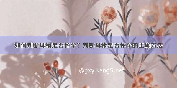 如何判断母猪是否怀孕？判断母猪是否怀孕的正确方法