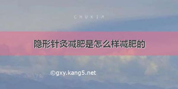 隐形针灸减肥是怎么样减肥的