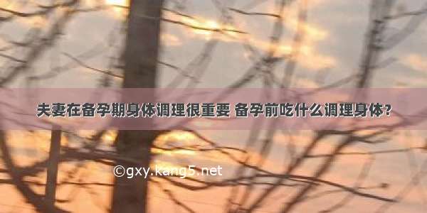 夫妻在备孕期身体调理很重要 备孕前吃什么调理身体？