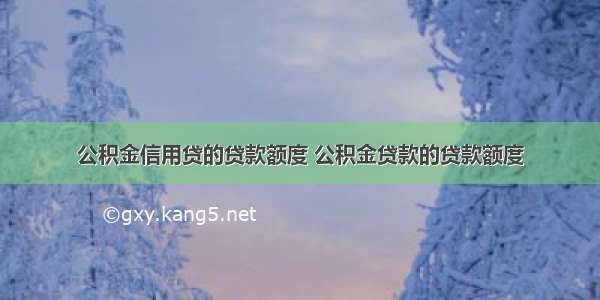 公积金信用贷的贷款额度 公积金贷款的贷款额度