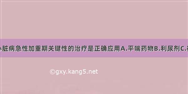 慢性肺源性心脏病急性加重期关键性的治疗是正确应用A.平喘药物B.利尿剂C.祛痰剂D.呼吸