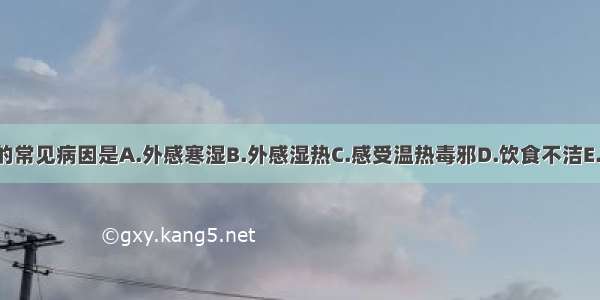 夏季病毒性脑炎的常见病因是A.外感寒湿B.外感湿热C.感受温热毒邪D.饮食不洁E.感受暑湿ABCDE