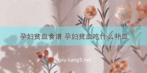 孕妇贫血食谱 孕妇贫血吃什么补血