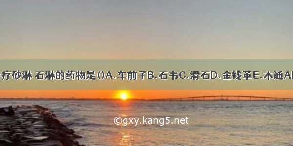 善于治疗砂淋 石淋的药物是()A.车前子B.石韦C.滑石D.金钱革E.木通ABCDE