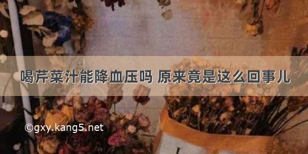 喝芹菜汁能降血压吗 原来竟是这么回事儿