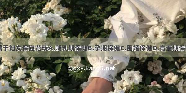 下列哪项不属于妇女保健范畴A.哺乳期保健B.孕期保健C.围婚保健D.青春期保健E.儿童期保