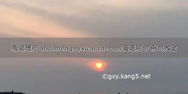 腹部理疗 abdomen physical therapy英语短句 例句大全