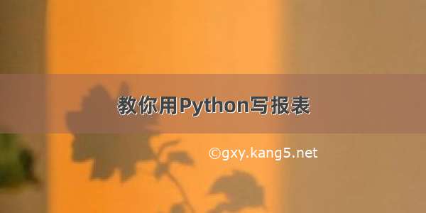 教你用Python写报表