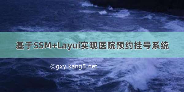 基于SSM+Layui实现医院预约挂号系统