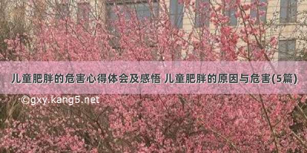 儿童肥胖的危害心得体会及感悟 儿童肥胖的原因与危害(5篇)