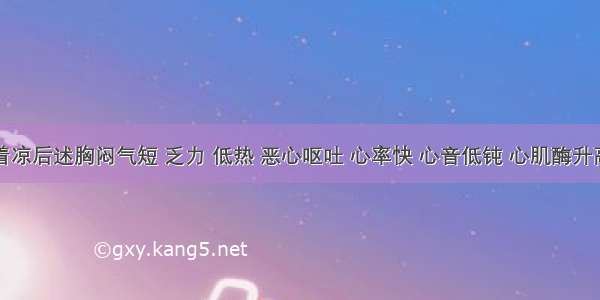 患儿 着凉后述胸闷气短 乏力 低热 恶心呕吐 心率快 心音低钝 心肌酶升高 心电