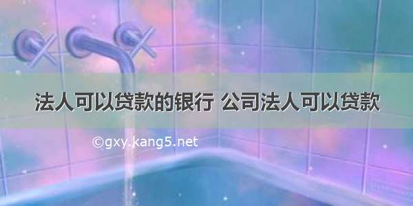 法人可以贷款的银行 公司法人可以贷款