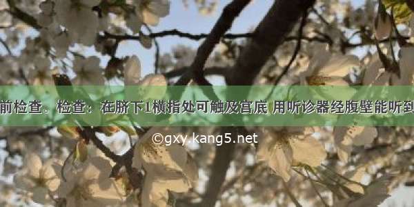 某孕妇做产前检查。检查：在脐下1横指处可触及宫底 用听诊器经腹壁能听到胎心音。该