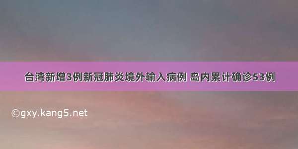 台湾新增3例新冠肺炎境外输入病例 岛内累计确诊53例