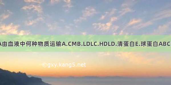 FA由血液中何种物质运输A.CMB.LDLC.HDLD.清蛋白E.球蛋白ABCDE