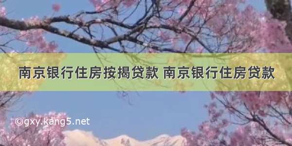 南京银行住房按揭贷款 南京银行住房贷款