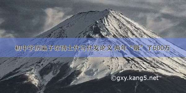 初中学历骗子帮博士代写代发论文 两年“赚”了600万