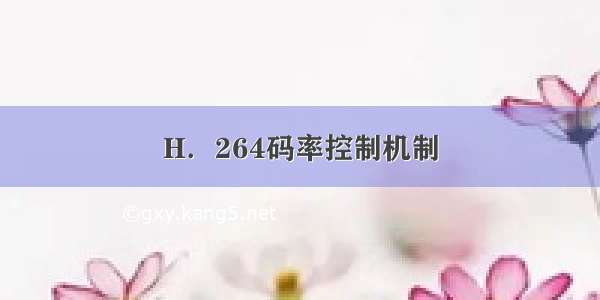 H．264码率控制机制