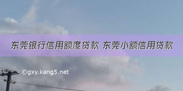 东莞银行信用额度贷款 东莞小额信用贷款