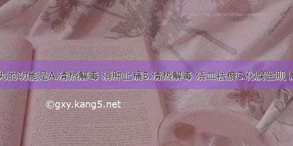 当归苦参丸的功能是A.清热解毒 消肿止痛B.清热解毒 活血祛瘀C.化腐生肌 解毒止痛D.